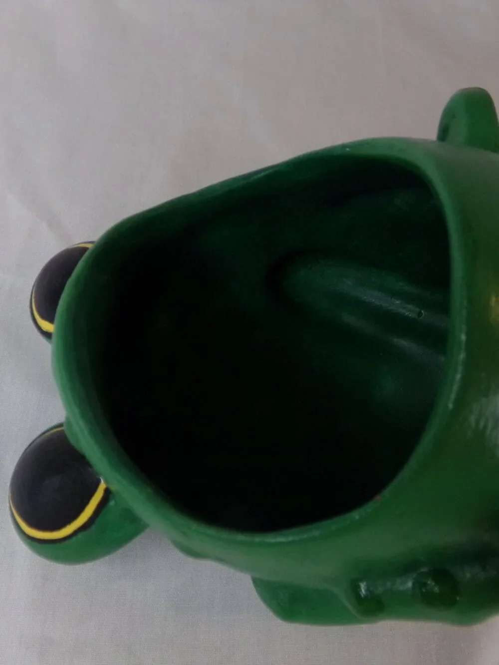 Vintage Ceramic Frog Scrub Scrubby Kitchen Sponge Holder Green Wide Mouth Open